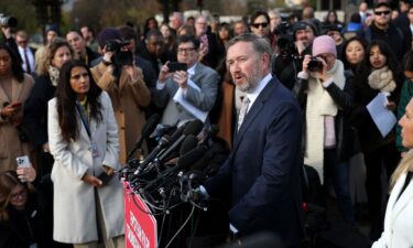 Rep. Thomas Massie speaks during a news conference with Epstein abuse survivors outside the US Capitol on Tuesday