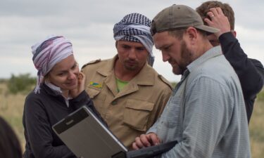 A drone photograph of the archaeological site of Semiyarka