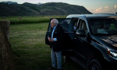Former Vice President Dick Cheney arrives to hear his daughter Liz Cheney speak in Jackson Hole