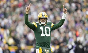 Green Bay Packers quarterback Jordan Love celebrates a play during the second quarter against the Minnesota Vikings at Lambeau Field on November 23.