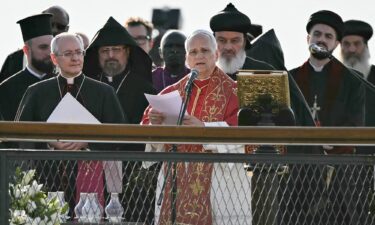 Pope Leo XIV addresses leaders from a myriad of denominations near the Basilica of Saint Neophytos by Lake Iznik