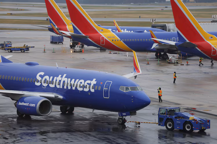 Airplanes with Southwest Airlines sit on the tarmac at the Baltimore/Washington International Thurgood Marshall Airport on November 26, 2025 in Baltimore, Maryland. Airlines expect up to 31 million travelers to fly during the Thanksgiving holiday between November 21 and December 1.