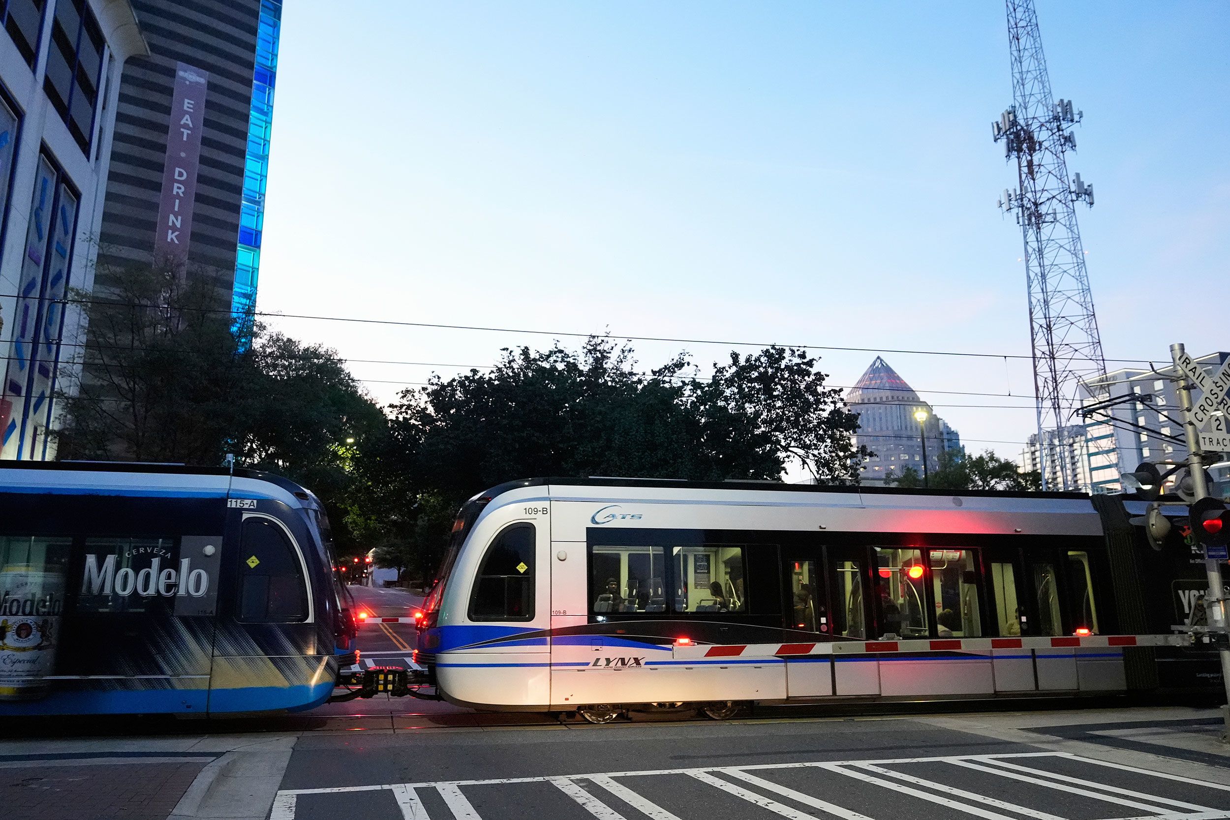 A Charlotte Area Transit System light rail departs a station on September 8.