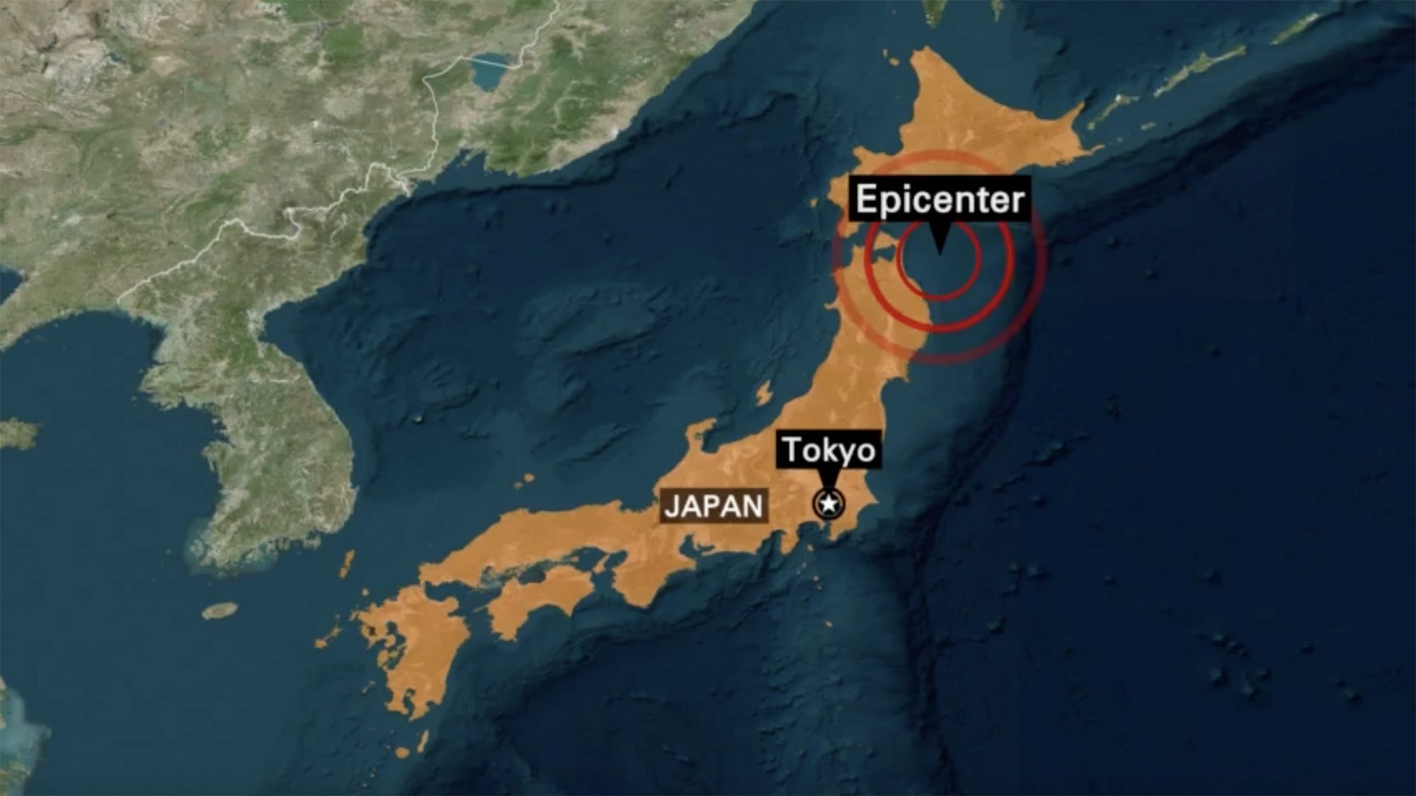 Map shows the site of the earthquake today in Japan.