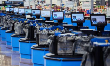 Empty checkout lines are seen at a store in Columbus