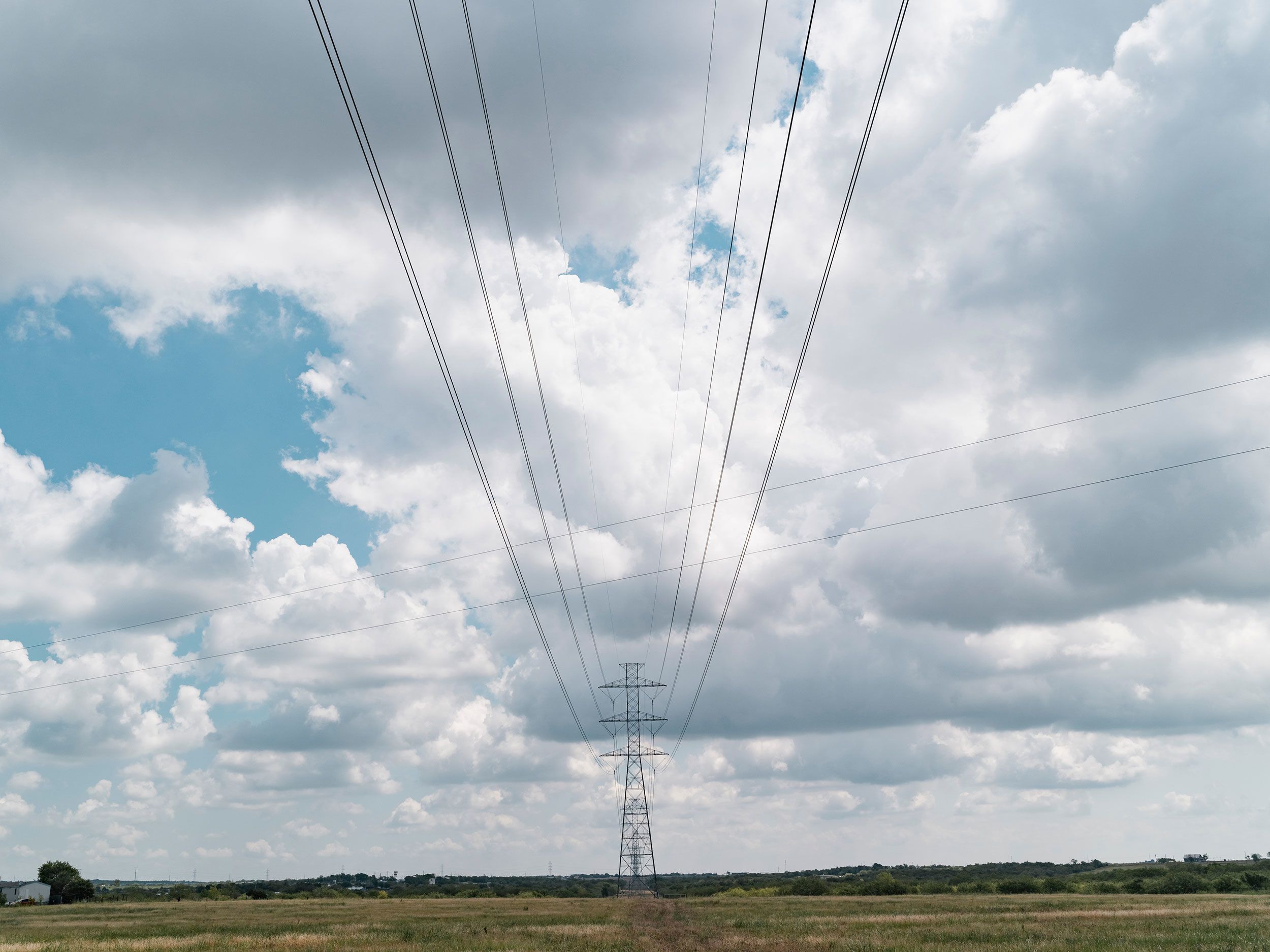 Power transmission lines near Austin