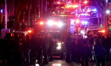 Emergency personnel gather at Brown University in Providence