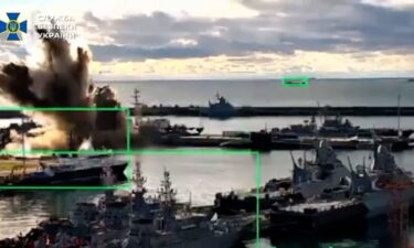 A video released by Ukraine's domestic security service showed a large explosion at a port in Novorossiysk