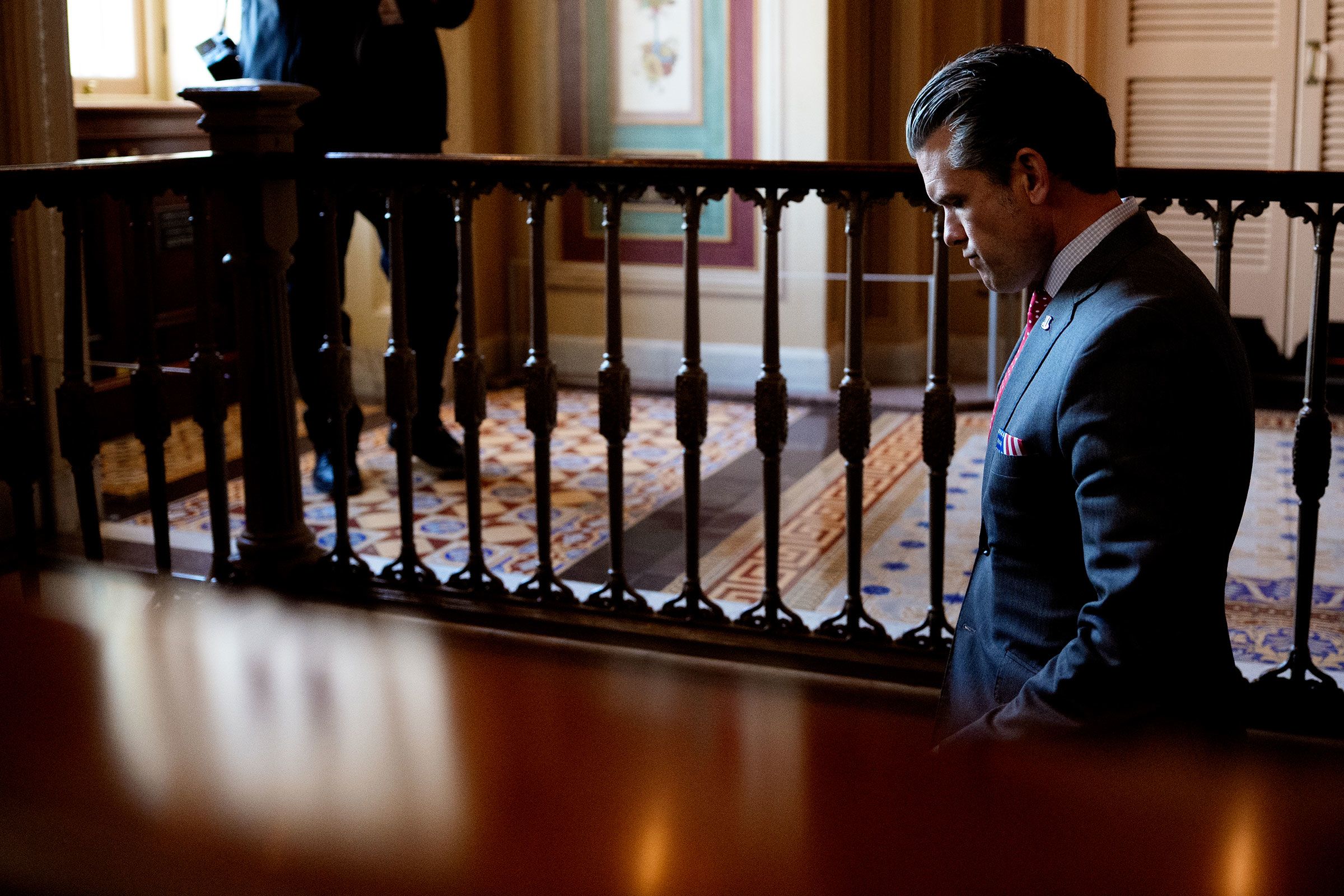 Secretary of Defense Pete Hegseth arrives for a closed door meeting with lawmakers on Capitol Hill on December 16.