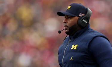 Then-head coach Sherrone Moore of the Michigan Wolverines coaches against the Ohio State Buckeyes at Michigan Stadium on November 29.