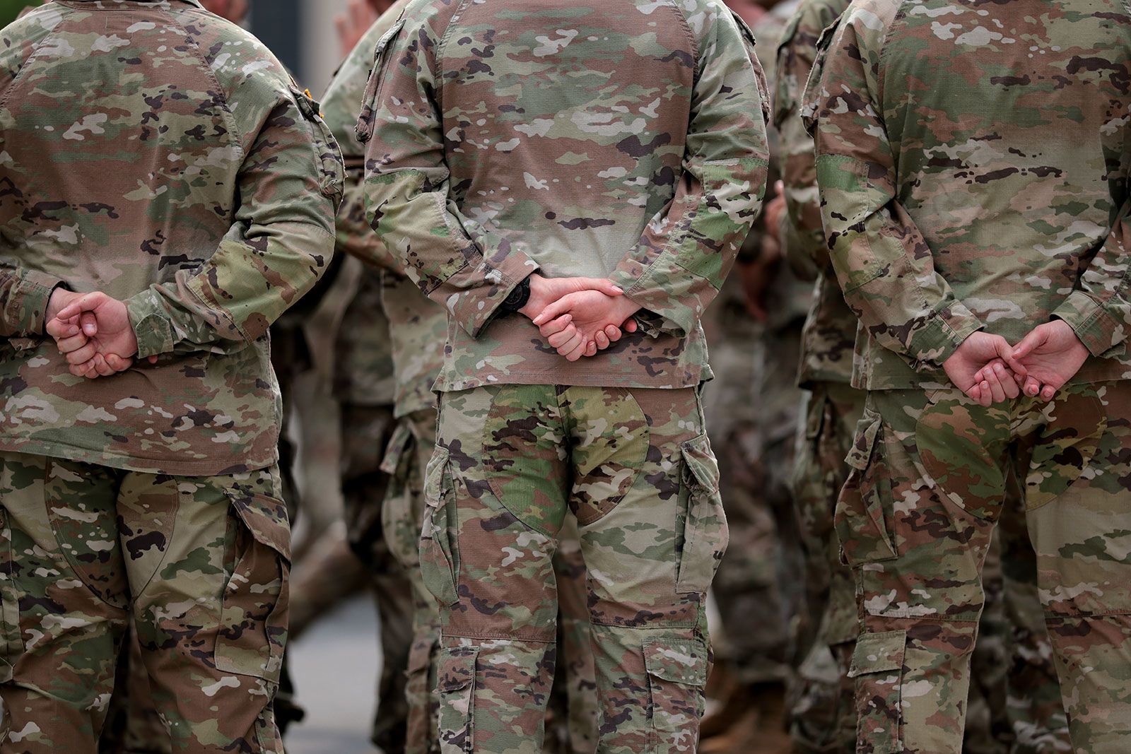 <i>Kayla Bartkowski/Getty Images/File via CNN Newsource</i><br/>US Army soldiers lineup in formation as they conduct drills ahead of tomorrow's 250th anniversary parade in Washington
