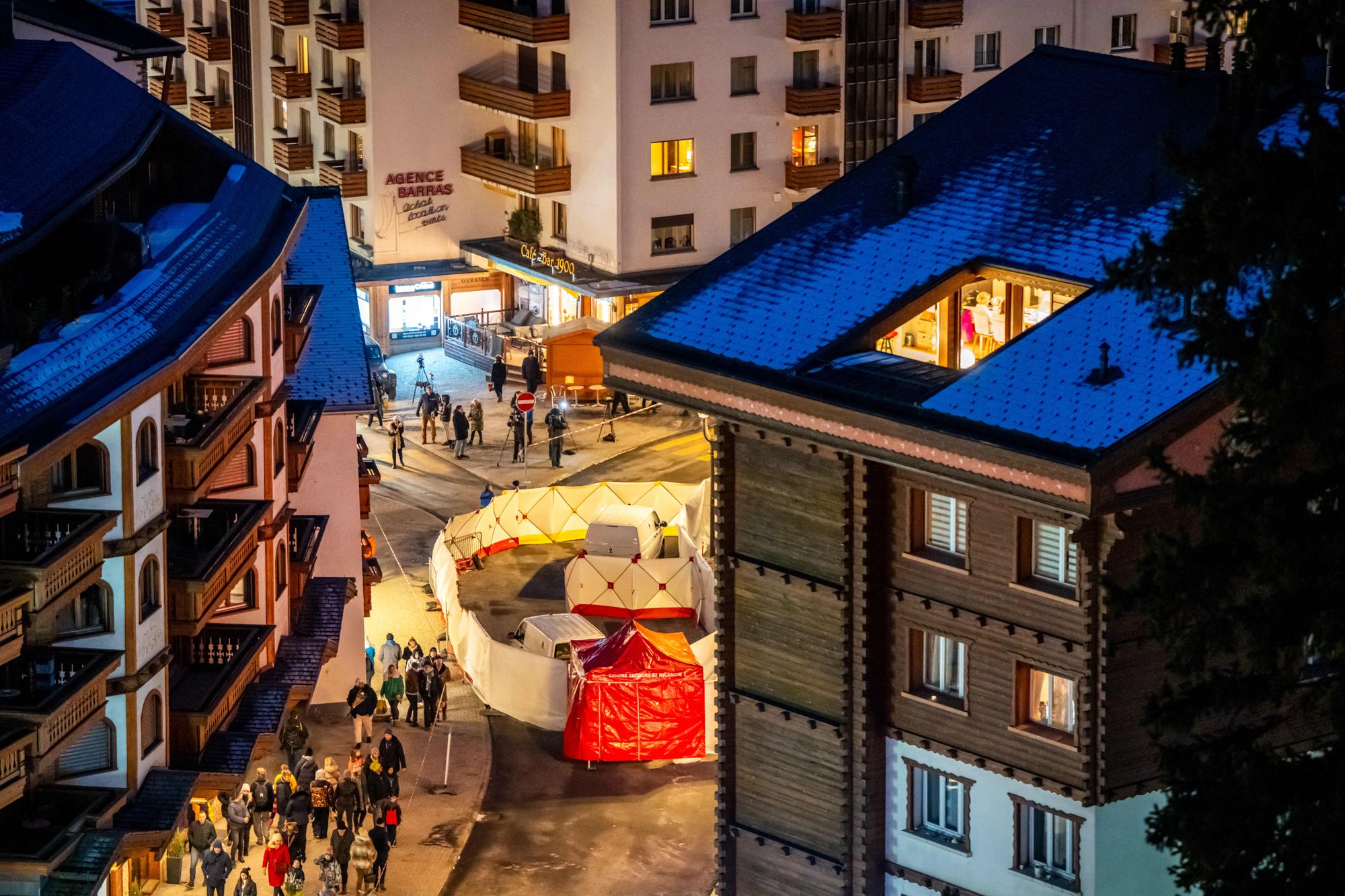 <i>Maxime Schmid/AFP/Getty Images via CNN Newsource</i><br/>This photograph shows fences displayed near Le Constellation bar where a fire ripped through during New Year's Eve celebrations in the Alpine ski resort town of Crans-Montana on January 2