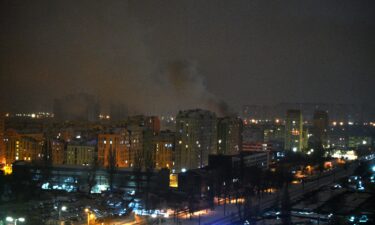 Smoke rises from a building after Russia launched an attack on Kyiv on January 9.