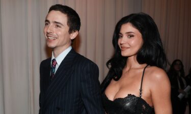 Timothée Chalamet and Kylie Jenner are pictured at the awards.