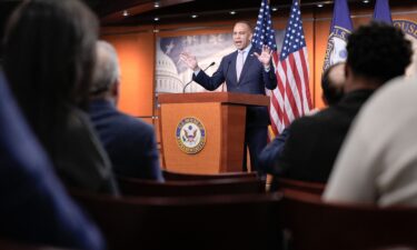 House Minority Leader Hakeem Jeffries speaks during a news conference on Capitol Hill