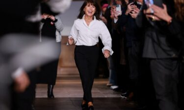Designer Veronique Nichanian reacts following her Menswear Fall/Winter 2026-2027 collection show for fashion house Hermes during Men's Fashion Week in Paris