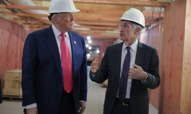 President Donald Trump and Federal Reserve Chair Jerome Powell tour the Federal Reserve’s billion headquarters renovation project on July 24.