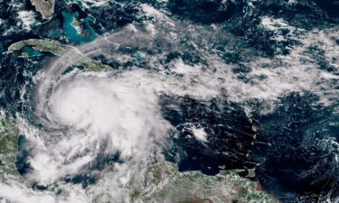 A National Oceanic and Atmospheric Administration (NOAA) satellite image of Hurricane Melissa churning through the Caribbean Sea on October 27