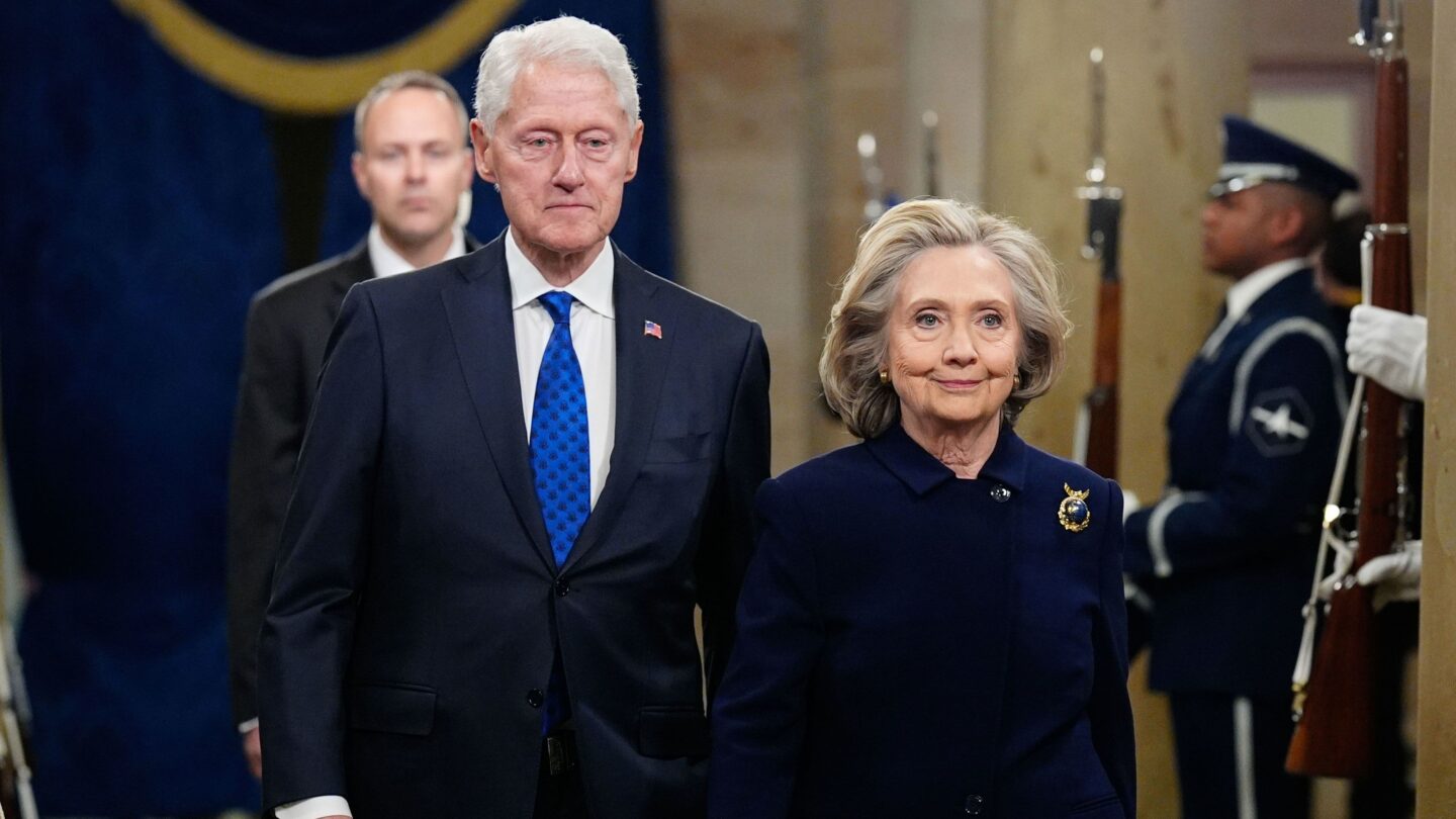 <i>Melina Mara/The Washington Post/Getty Images via CNN Newsource</i><br/>Former President Bill Clinton and former Secretary of State Hillary Clinton on January 20 at the US Capitol in Washington