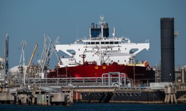 The Nave Photon crude oil tanker is docked at Freeport Marine Terminal II on January 14