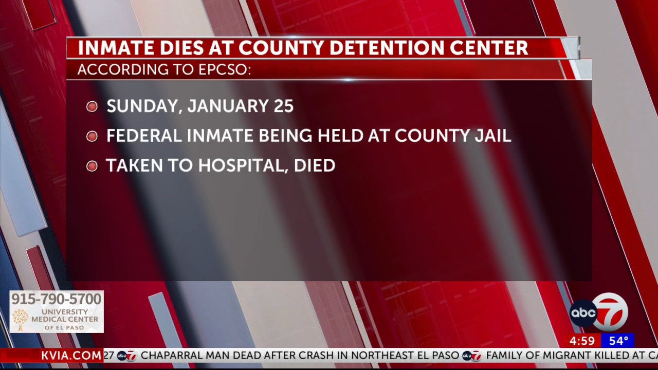 Inmate dies in El Paso County Detention Facility - KVIA