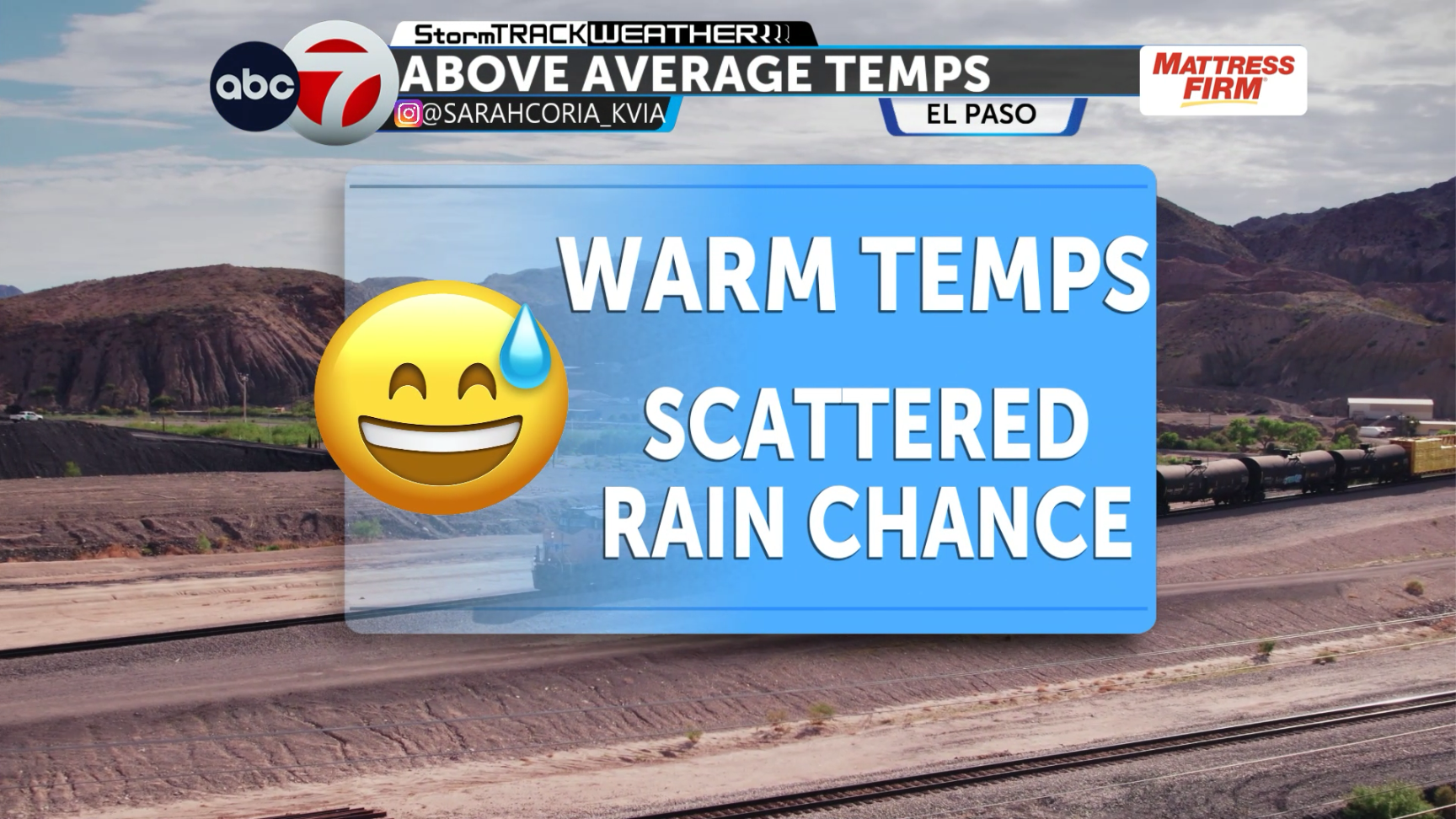 ABC-7 StormTrack Weather: Above average temps, chance for scattered showers