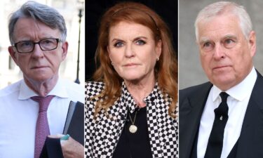 Peter Mandelson speaks with Prime Minister Keir Starmer during a welcome reception at the British ambassador's residence in Washington