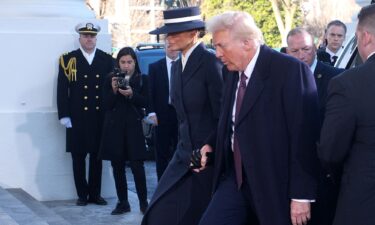 Donald Trump and Melania Trump arrive at the White House in January 2025