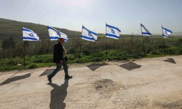 Israeli flags are seen near Nablus