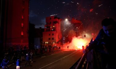 Demonstrators protest the environmental