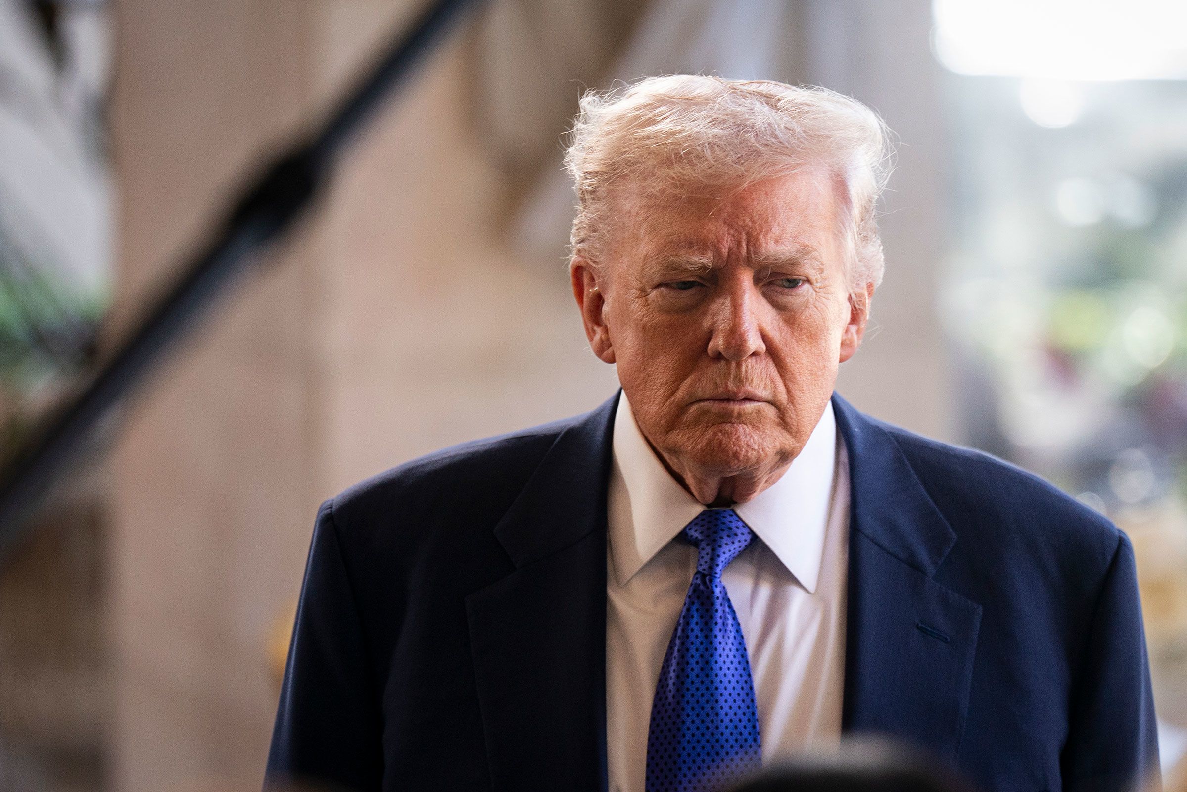 <i>Al Drago/Getty Images/File via CNN Newsource</i><br/>President Donald Trump speaks to reporters at Mar-a-Lago in Palm Beach