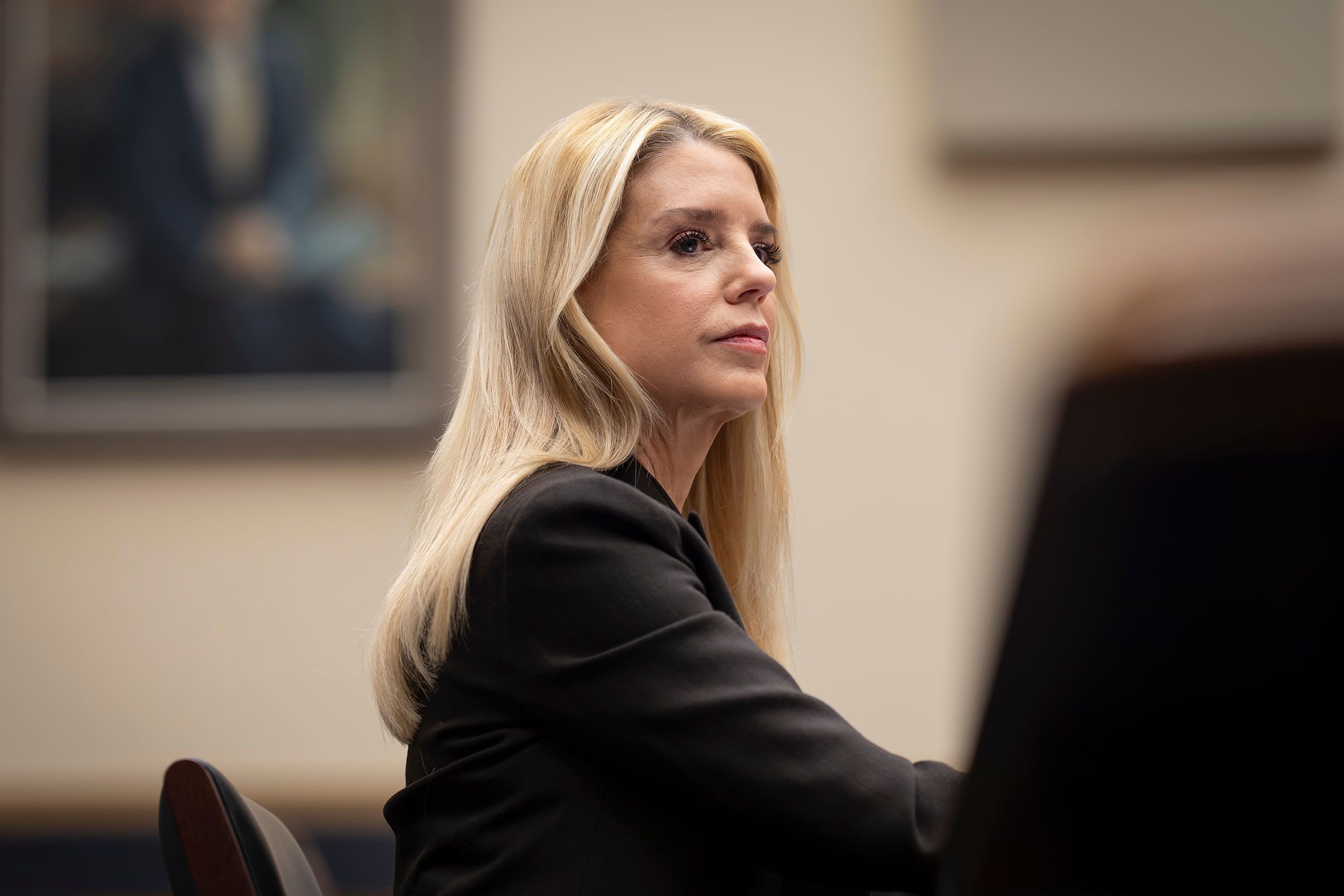 <i>Win McNamee/Getty Images via CNN Newsource</i><br/>Rep. Thomas Massie questions  Attorney General Pam Bondi on Wednesday.