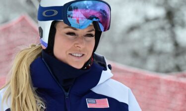 Lindsey Vonn inspects the slope before the second official training for the women's downhill event at the Tofane Alpine Skiing Centre during Milano Cortina 2026 Winter Olympic Games in Cortina d'Ampezzo