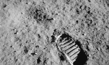 An astronaut's boot print in the lunar soil