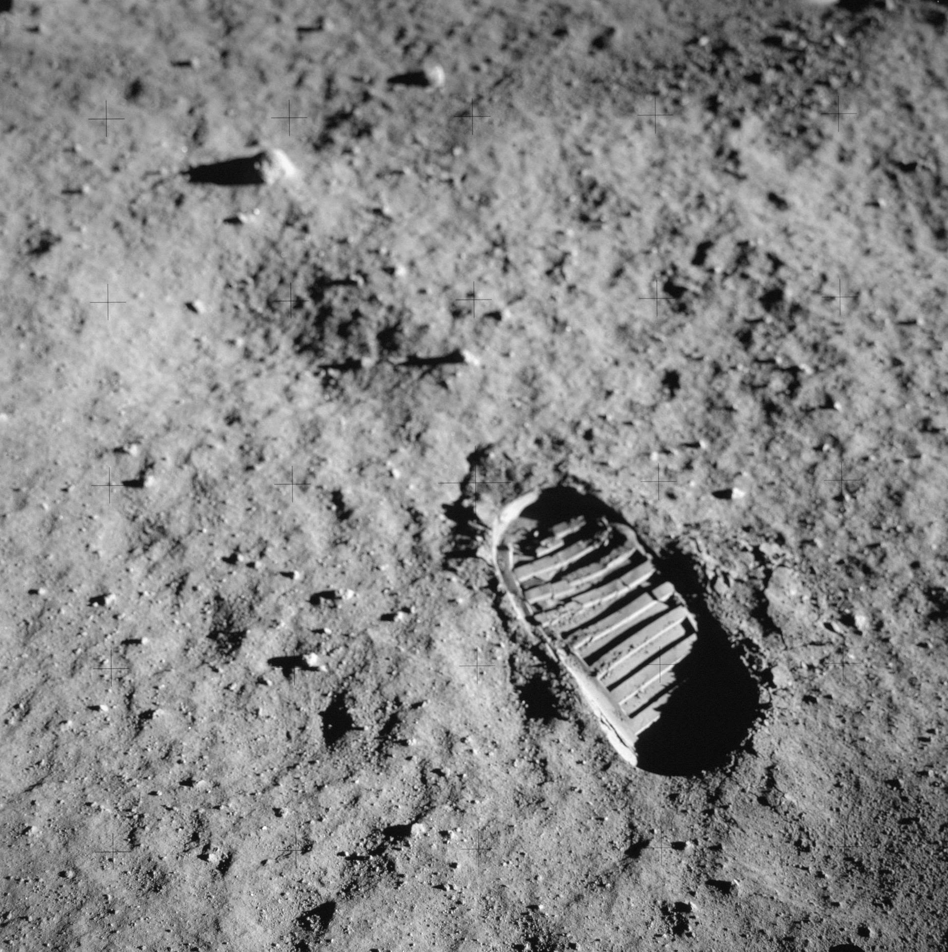<i>NASA via CNN Newsource</i><br/>An astronaut's boot print in the lunar soil