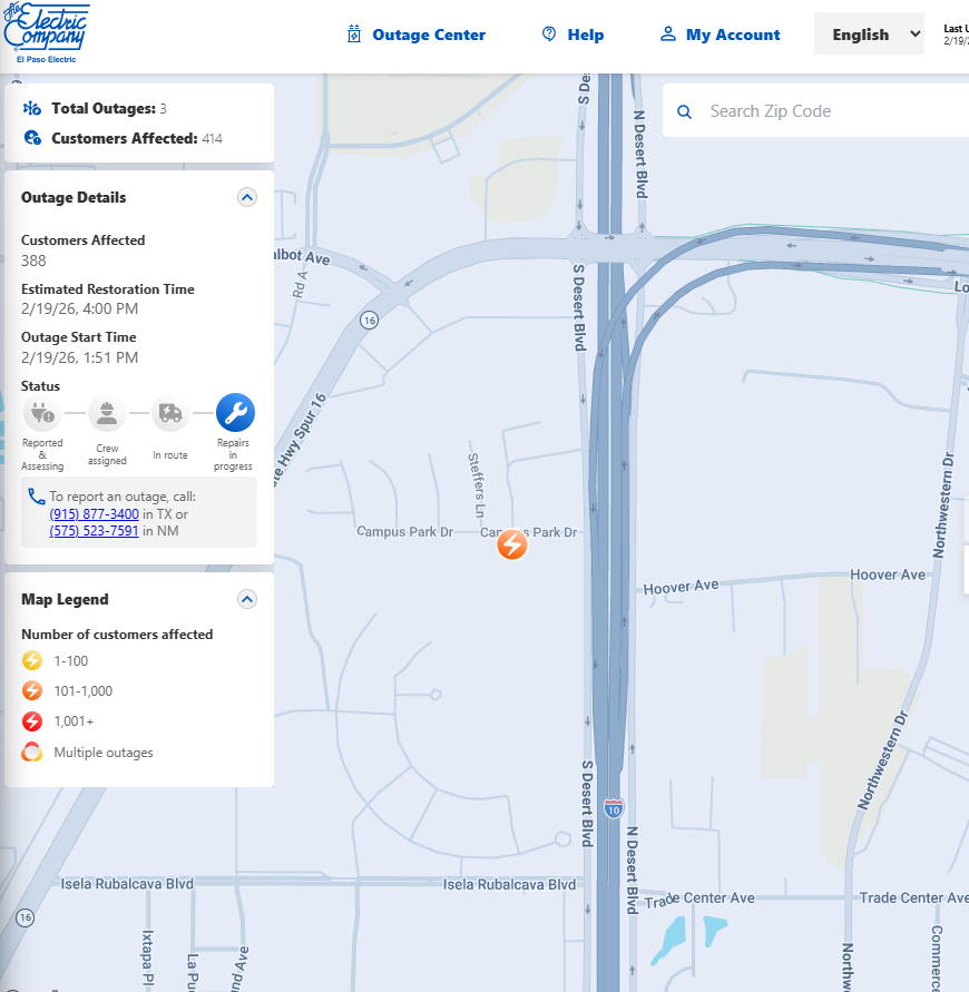 Power outage affects Canutillo ISD HQ, West Towne Marketplace