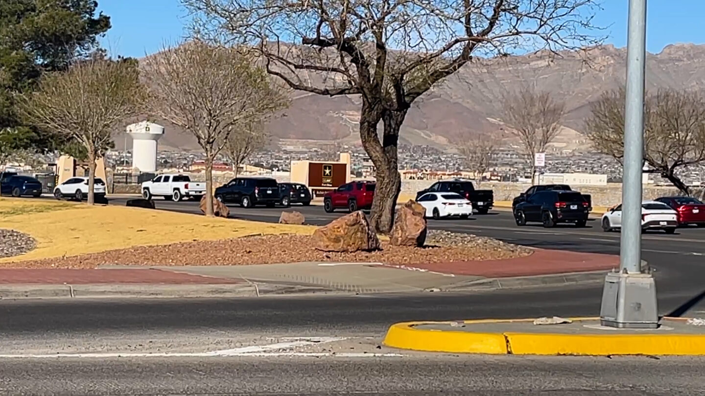 ABC-7 crews witnessed long lines of cars waiting to enter Fort Bliss near the Buffalo Soldier gate. 