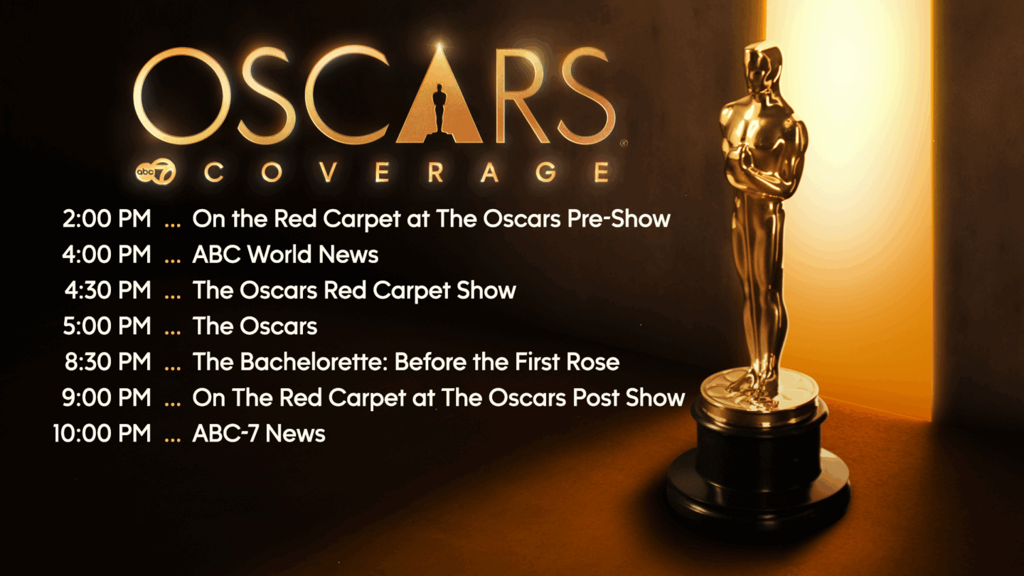 ABC-7 is the place to watch complete coverage of Sunday's 98th Academy Awards. You can catch your local news after the big night on ABC--7 at 10 weekend.
