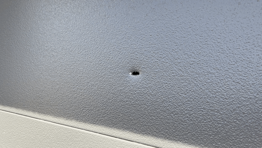 An ABC-7 viewer showed us bullet hole in the garage door of their Santa Teresa home.