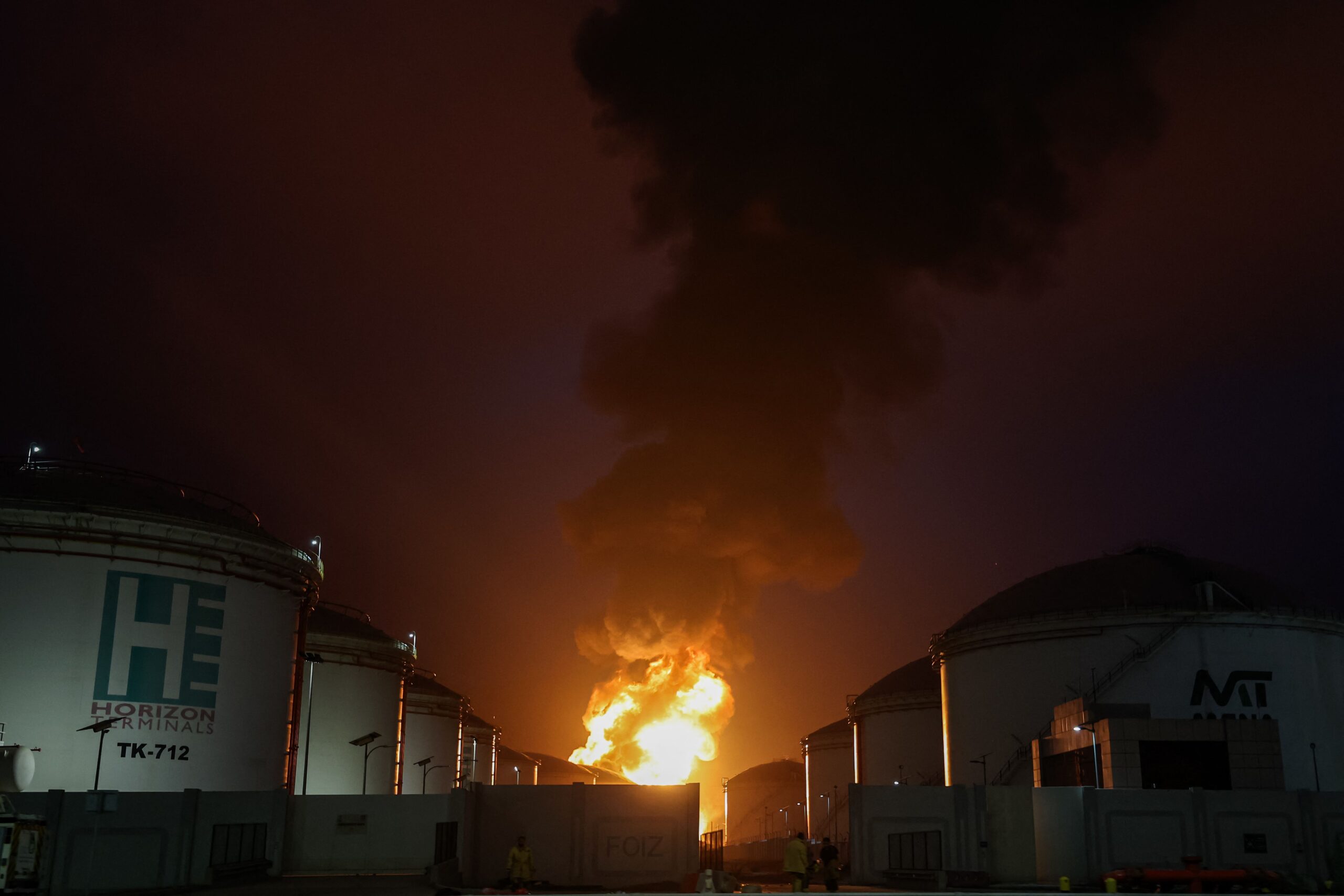 <i>Fadel Senna/AFP/Getty Images via CNN Newsource</i><br/>A plume of black smoke rises from a fire near fuel depots at the port of Fujairah in the United Arab Emirates on March 4