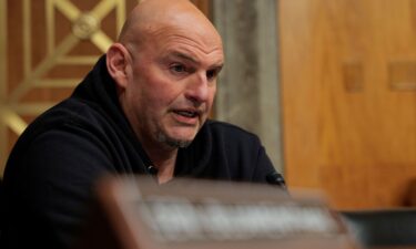 Sen. John Fetterman speaks during Wednesday's confirmation hearing.