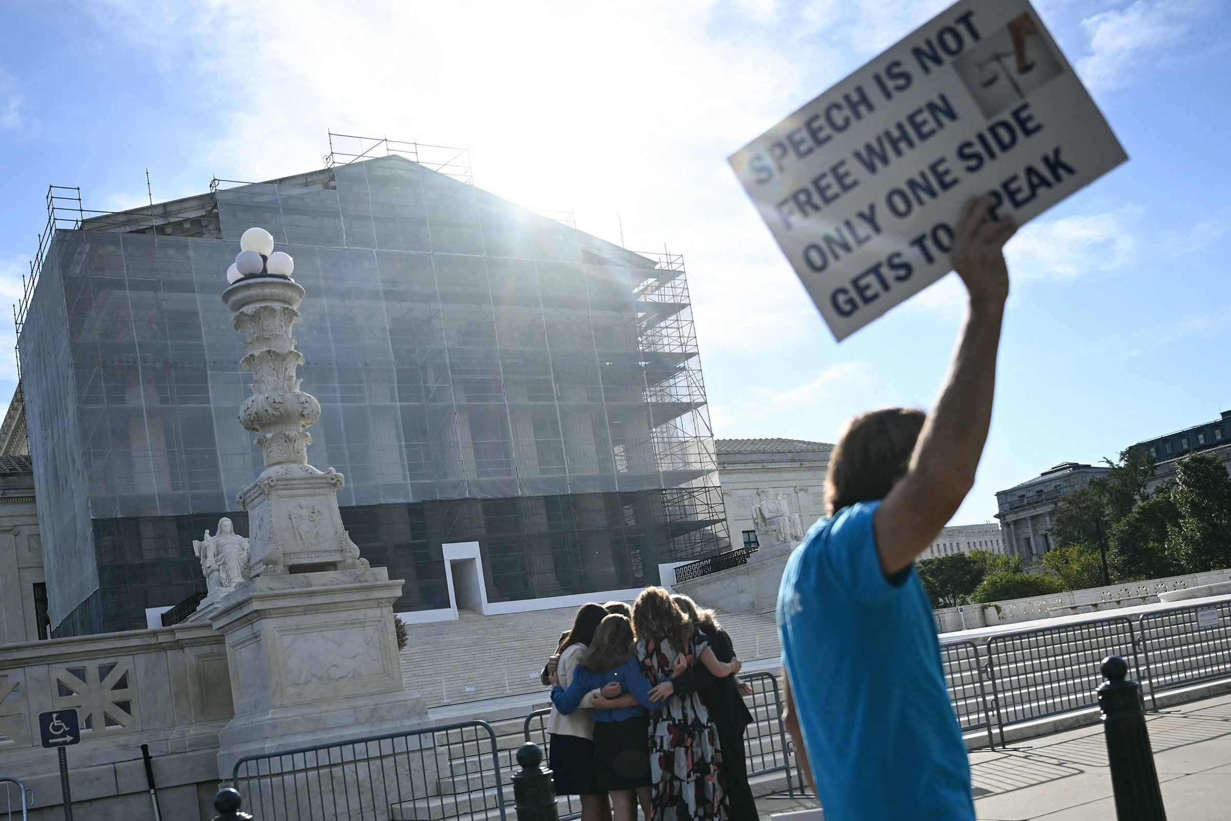 <i>Andrew Caballero-Reynolds/AFP/Getty Images/File via CNN Newsource</i><br/>Members of the group "Concerned Women for America" pray outside the US Supreme Court as the Court hears oral arguements in Chiles v. Salazar