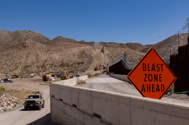 Contractors are using explosives to carve out the side of the landmark Cristo Rey mountain that oversees two countries and three states.