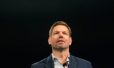 Rep. Eric Swalwell speaks in San Francisco on February 21.