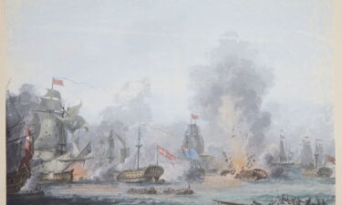 A painting of the Battle of Copenhagen on 2 April 1801 from the Collection of Statens Museum for Kunst