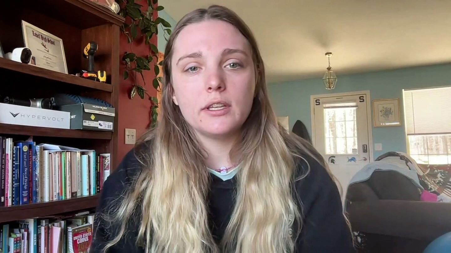 <i>CNN via CNN Newsource</i><br/>Karli Aylesworth during a video interview with CNN.