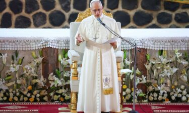Pope Leo speaks in Saint Joseph’s Cathedral in Bamenda