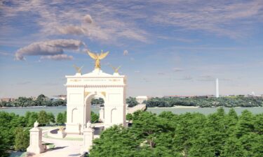 This rendering shows the design for President Donald Trump’s proposed “Triumphal Arch” in Washington