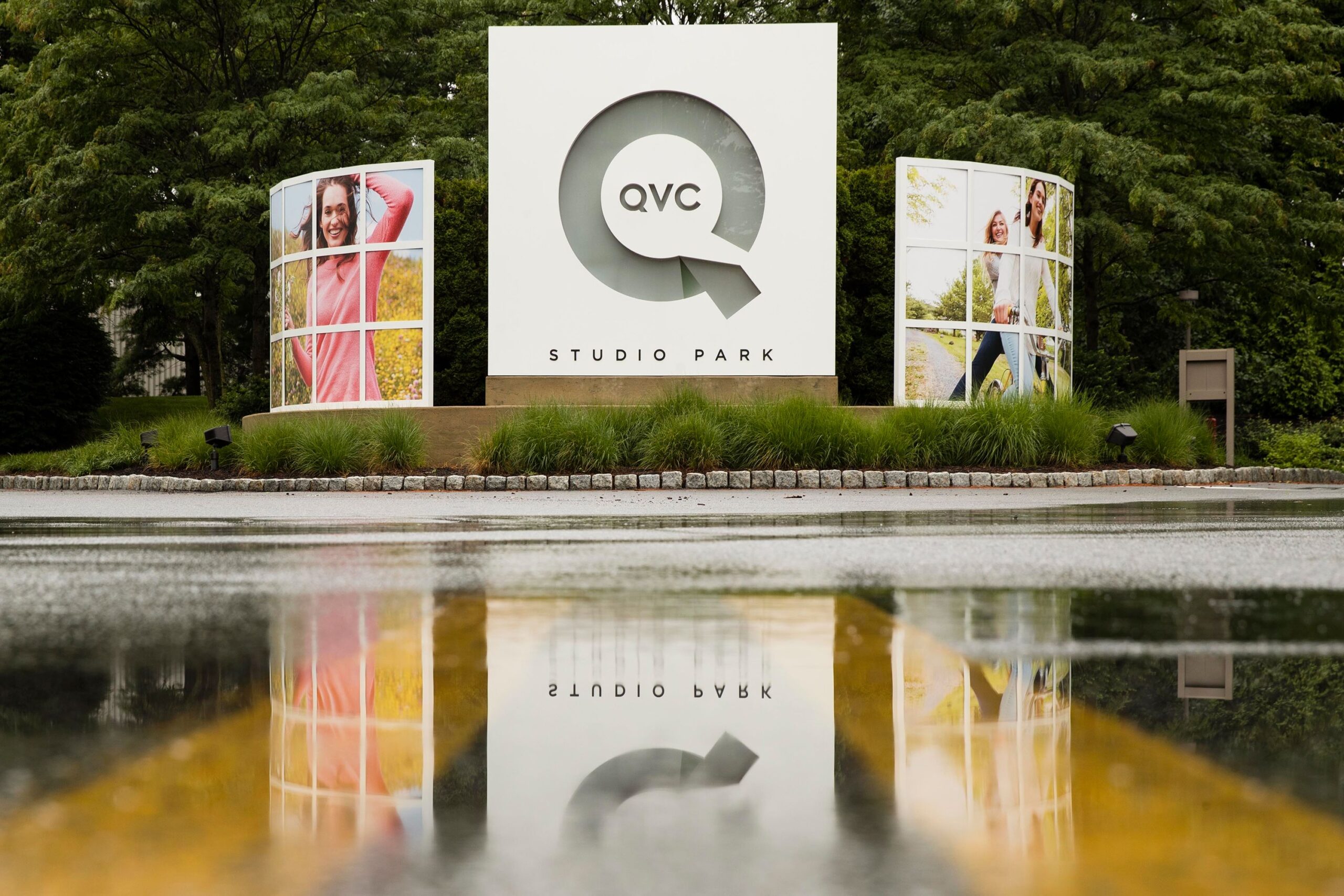 <i>Matt Rourke/AP via CNN Newsource</i><br/>The entrance to QVC's offices are pictured in West Chester