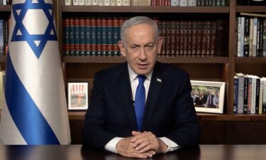 Israeli Prime Minister Benjamin Netanyahu speaks during a video statement on Thursday